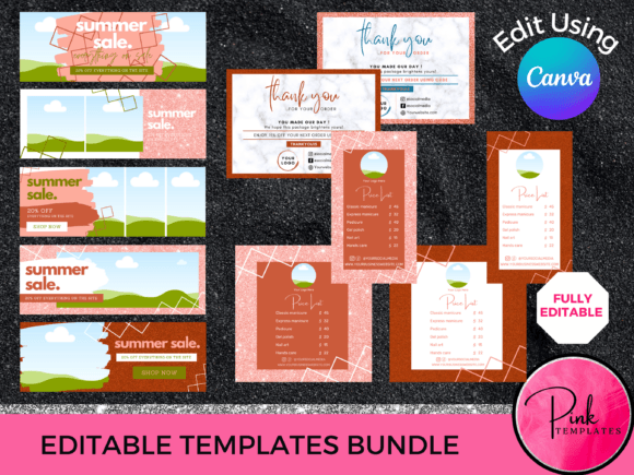 Beauty Business Templates Bundle: Your Canva Design Toolkit