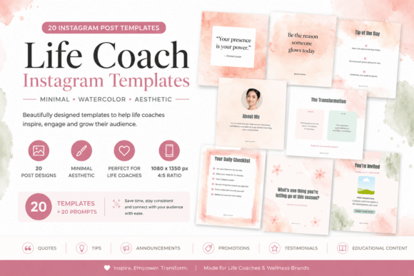 Elegant Instagram Templates for Life Coach Branding