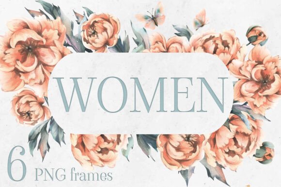Elegant Peonies Watercolor Frames Templates