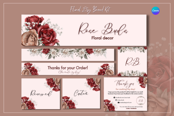 Floral Etsy Shop Brand Kit Templates: Your Design Shortcut