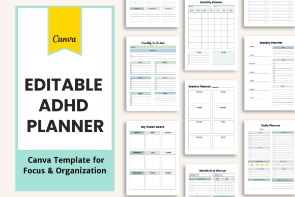 Master Your Schedule: The Editable ADHD Planner for Canva